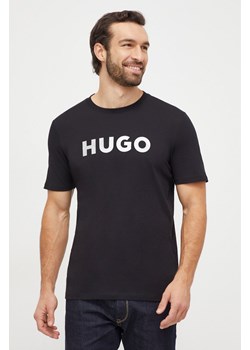 HUGO t-shirt bawełniany męski kolor czarny z nadrukiem 50506996 ze sklepu ANSWEAR.com w kategorii T-shirty męskie - zdjęcie 166233443