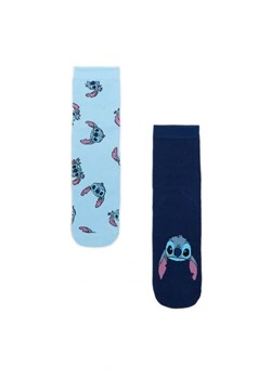 Cropp - 2 pack długich skarpet Lilo & Stitch - niebieski ze sklepu Cropp w kategorii Skarpetki damskie - zdjęcie 166240013