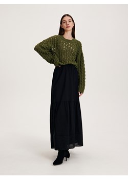 Reserved - Ażurowy sweter - ciemnozielony ze sklepu Reserved w kategorii Swetry damskie - zdjęcie 166242633