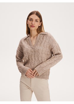 Reserved - Sweter z ozdobnym splotem - beżowy ze sklepu Reserved w kategorii Swetry damskie - zdjęcie 166242662