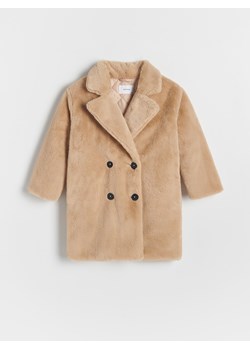 Reserved - Płaszcz ze sztucznego futerka - beżowy ze sklepu Reserved w kategorii Płaszcze dziewczęce - zdjęcie 166242854