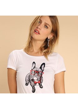 WOOOP Koszulka &quot;Happy Dog&quot; w kolorze białym ze sklepu Limango Polska w kategorii Bluzki damskie - zdjęcie 166247340