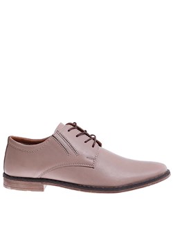 Beżowe sznurowane buty męskie z naturalnej skóry /C5-3 15277 S117/ ze sklepu Pantofelek24.pl w kategorii Buty eleganckie męskie - zdjęcie 166248042