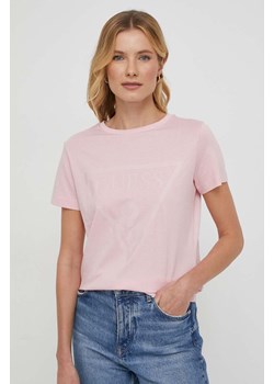 Guess t-shirt bawełniany ADELE kolor różowy V2YI07 K8HM0 ze sklepu ANSWEAR.com w kategorii Bluzki damskie - zdjęcie 166249151