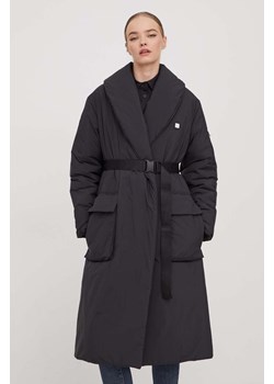 HUGO kurtka damska kolor czarny przejściowa oversize ze sklepu ANSWEAR.com w kategorii Płaszcze damskie - zdjęcie 166249244