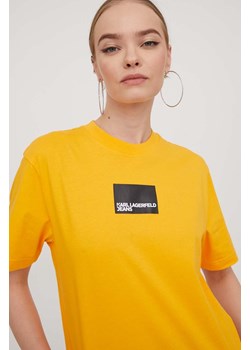 Karl Lagerfeld Jeans t-shirt bawełniany damski kolor żółty ze sklepu ANSWEAR.com w kategorii Bluzki damskie - zdjęcie 166249533