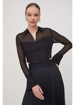 HUGO bluzka damska kolor czarny gładka 50506837 ze sklepu ANSWEAR.com w kategorii Bluzki damskie - zdjęcie 166249542