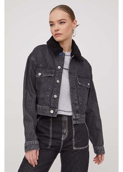 Karl Lagerfeld Jeans kurtka jeansowa damska kolor szary przejściowa oversize ze sklepu ANSWEAR.com w kategorii Kurtki damskie - zdjęcie 166249751