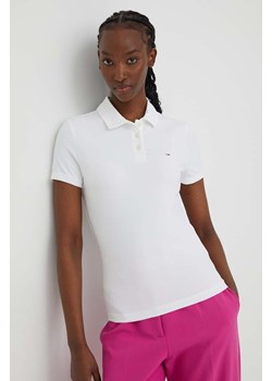 Tommy Jeans polo damski kolor beżowy ze sklepu ANSWEAR.com w kategorii Bluzki damskie - zdjęcie 166249841