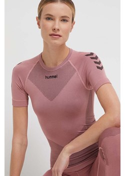 Hummel t-shirt treningowy First kolor różowy ze sklepu ANSWEAR.com w kategorii Bluzki damskie - zdjęcie 166250263
