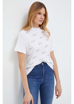 Karl Lagerfeld t-shirt bawełniany damski kolor biały ze sklepu ANSWEAR.com w kategorii Bluzki damskie - zdjęcie 166250302