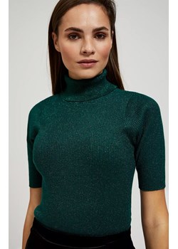 Sweter z golfem ozdobiony metaliczną nitką 4252, Kolor zielony, Rozmiar XS, Moodo ze sklepu Primodo w kategorii Swetry damskie - zdjęcie 166253730