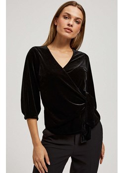Welurowa bluzka damska czarna 4237, Kolor czarny, Rozmiar XS, Moodo ze sklepu Primodo w kategorii Bluzki damskie - zdjęcie 166253740