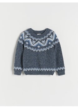 Reserved - Żakardowy sweter - granatowy ze sklepu Reserved w kategorii Swetry dziewczęce - zdjęcie 166258270