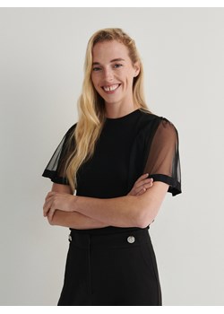 Reserved - Bluzka z transparentnymi rękawami - czarny ze sklepu Reserved w kategorii Bluzki damskie - zdjęcie 166258553