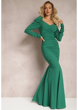Zielona Sukienka Maxi z Ozdobnym Marszczeniem Jarnita ze sklepu Renee odzież w kategorii Sukienki - zdjęcie 166259434
