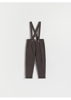 Reserved - Żakardowe spodnie z szelkami - ciemnobrązowy ze sklepu Reserved w kategorii Spodnie i półśpiochy - zdjęcie 166260144