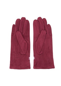 Damskie rękawiczki z wykończeniem w pepitkę bordowe ze sklepu WITTCHEN w kategorii Rękawiczki damskie - zdjęcie 166263030