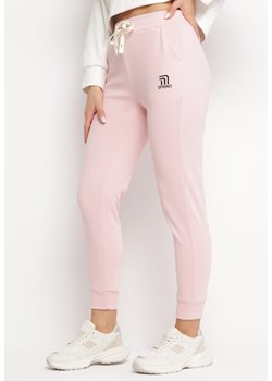 Różowe Bawełniane Spodnie z Gumką w Pasie z Troczkiem i Ściągaczami Pianca ze sklepu Born2be Odzież w kategorii Spodnie damskie - zdjęcie 166263212