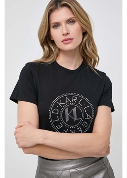 Karl Lagerfeld t-shirt bawełniany damski kolor czarny ze sklepu ANSWEAR.com w kategorii Bluzki damskie - zdjęcie 166267472