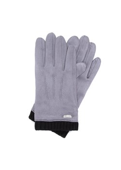 Męskie rękawiczki z ukośnym przeszyciem i ściągaczem szare ze sklepu WITTCHEN w kategorii Rękawiczki damskie - zdjęcie 166269161