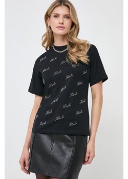 Karl Lagerfeld t-shirt bawełniany damski kolor czarny ze sklepu ANSWEAR.com w kategorii Bluzki damskie - zdjęcie 166272484