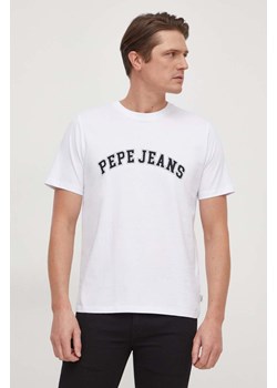 Pepe Jeans t-shirt bawełniany męski kolor biały z nadrukiem ze sklepu ANSWEAR.com w kategorii T-shirty męskie - zdjęcie 166272591