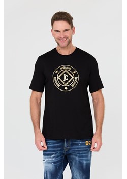 JUST CAVALLI Czarny t-shirt Fiche Gold, Wybierz rozmiar XL ze sklepu outfit.pl w kategorii T-shirty męskie - zdjęcie 166279922