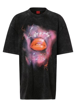 HUGO T-shirt damski Kobiety Bawełna antracytowy nadruk ze sklepu vangraaf w kategorii Bluzki damskie - zdjęcie 166285903