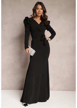 Czarna Sukienka Maxi z Falbankami i Wiązanym Paskiem Botarla ze sklepu Renee odzież w kategorii Sukienki - zdjęcie 166286371
