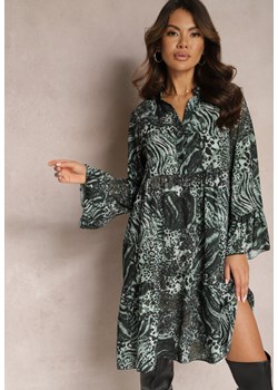 Zielona Sukienka Midi o Rozkloszowanym Dole Calume ze sklepu Renee odzież w kategorii Sukienki - zdjęcie 166286381