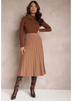 Brązowa Dzianinowa Spódnica Trapezowa Midi Arion ze sklepu Renee odzież w kategorii Spódnice - zdjęcie 166289230