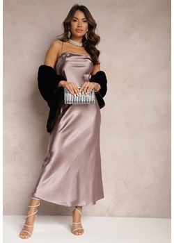 Ciemnofioletowa Sukienka Satynowa Chusposea ze sklepu Renee odzież w kategorii Sukienki - zdjęcie 166289360