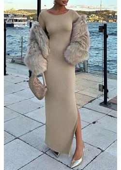 Sukienka BEFDINA BEIGE ze sklepu Ivet Shop w kategorii Sukienki - zdjęcie 166289462