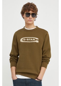 G-Star Raw bluza męska kolor zielony z nadrukiem ze sklepu ANSWEAR.com w kategorii Bluzy męskie - zdjęcie 166290770