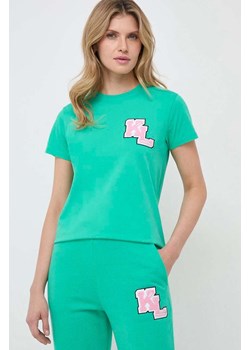 Karl Lagerfeld t-shirt bawełniany damski kolor zielony ze sklepu ANSWEAR.com w kategorii Bluzki damskie - zdjęcie 166290964
