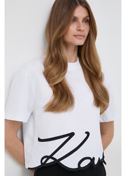 Karl Lagerfeld t-shirt bawełniany damski kolor biały ze sklepu ANSWEAR.com w kategorii Bluzki damskie - zdjęcie 166290974