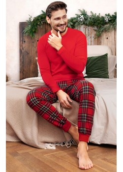 Piżama męska w kratę z długimi spodniami i długim rękawem Narwik, Kolor czerwony-kratka, Rozmiar S, Italian Fashion ze sklepu Intymna w kategorii Piżamy męskie - zdjęcie 166291053