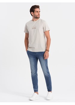 Spodnie męskie marmurkowe jeansowe JOGGERY - jasnoniebieskie V2 OM-PADJ-0133 ze sklepu ombre w kategorii Jeansy męskie - zdjęcie 166291132