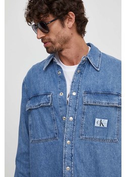 Calvin Klein Jeans koszula jeansowa męska kolor niebieski regular z kołnierzykiem klasycznym ze sklepu ANSWEAR.com w kategorii Koszule męskie - zdjęcie 166294720
