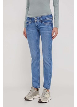 Pepe Jeans jeansy damskie kolor niebieski ze sklepu ANSWEAR.com w kategorii Jeansy damskie - zdjęcie 166294790
