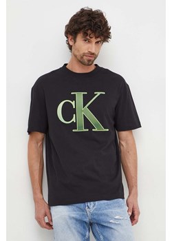 Calvin Klein Jeans t-shirt bawełniany męski kolor czarny z aplikacją ze sklepu ANSWEAR.com w kategorii T-shirty męskie - zdjęcie 166294971