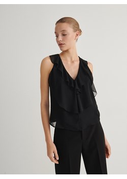 Reserved - Bluzka z falbaną - czarny ze sklepu Reserved w kategorii Bluzki damskie - zdjęcie 166317202