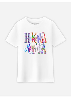 WOOOP Koszulka &quot;Hakuna Matata&quot; w kolorze białym ze sklepu Limango Polska w kategorii Bluzki dziewczęce - zdjęcie 166321874