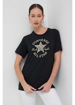 Converse t-shirt bawełniany damski kolor czarny ze sklepu ANSWEAR.com w kategorii Bluzki damskie - zdjęcie 166325983