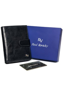 Pionowy portfel męski z zapinką z błyszczącej skóry naturalnej — Rovicky ze sklepu JK-Collection w kategorii Portfele męskie - zdjęcie 166337072
