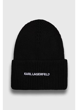 Karl Lagerfeld czapka z domieszką kaszmiru kolor czarny z cienkiej dzianiny ze sklepu ANSWEAR.com w kategorii Czapki zimowe męskie - zdjęcie 166370353