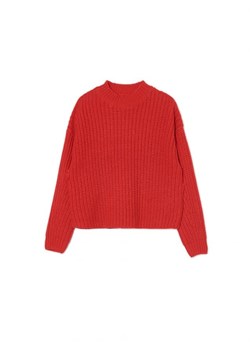 Cropp - Czerwony sweter basic - czerwony ze sklepu Cropp w kategorii Swetry damskie - zdjęcie 166374234