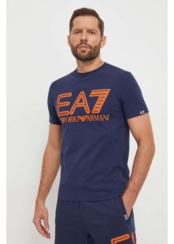 EA7 Emporio Armani t-shirt męski kolor granatowy z nadrukiem ze sklepu ANSWEAR.com w kategorii T-shirty męskie - zdjęcie 166375623