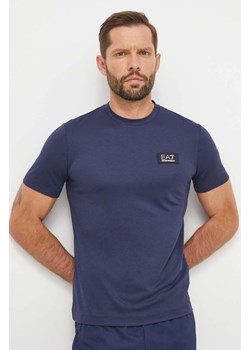 EA7 Emporio Armani t-shirt męski kolor granatowy gładki ze sklepu ANSWEAR.com w kategorii T-shirty męskie - zdjęcie 166375633